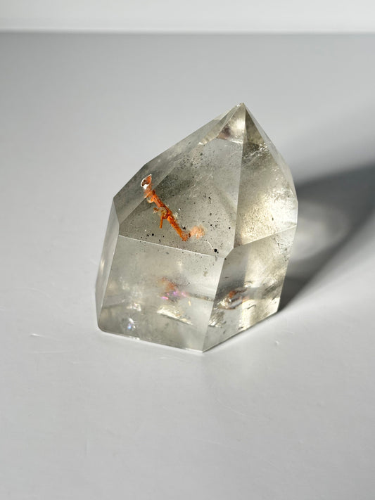 Rare Funky Grey Phantom Quartz Tower With Penetrator, Brazil