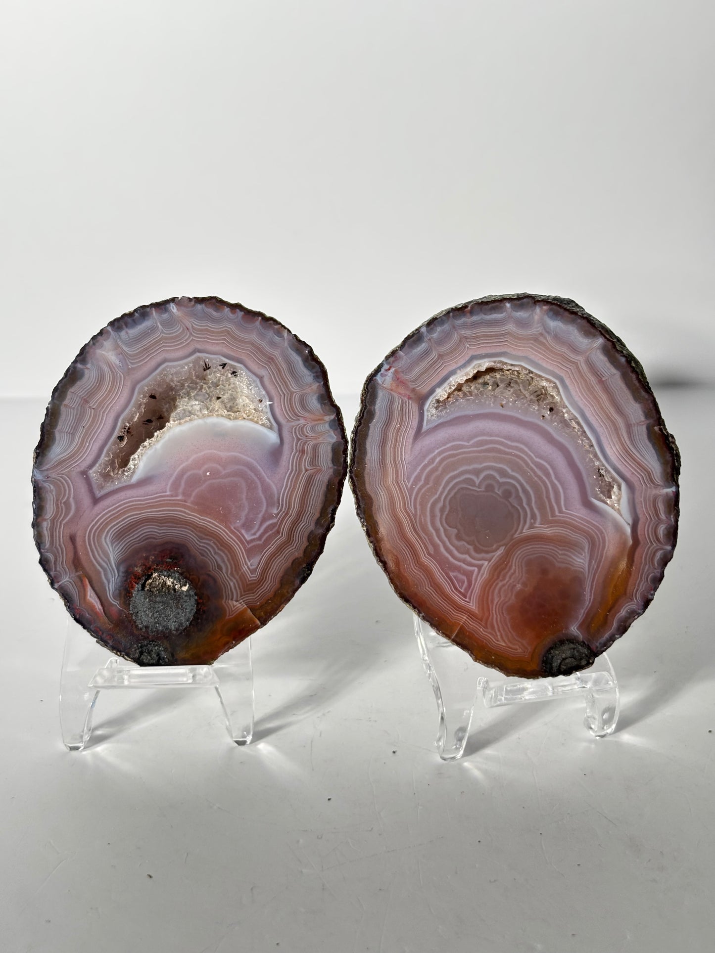 Large Druzy Pink Zhanguo Agate Pair, China