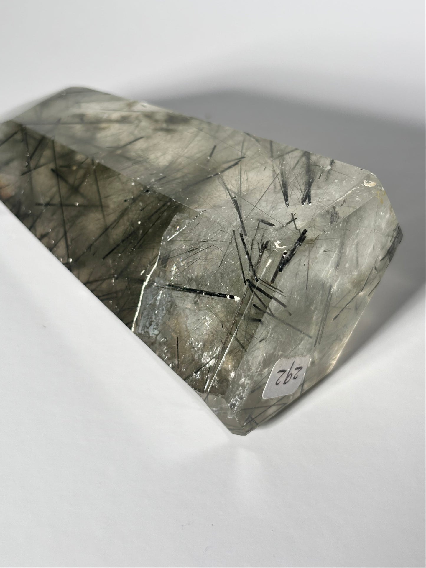 High Quality Large Green & Black Tourmaline in Quartz Tower, Brazil