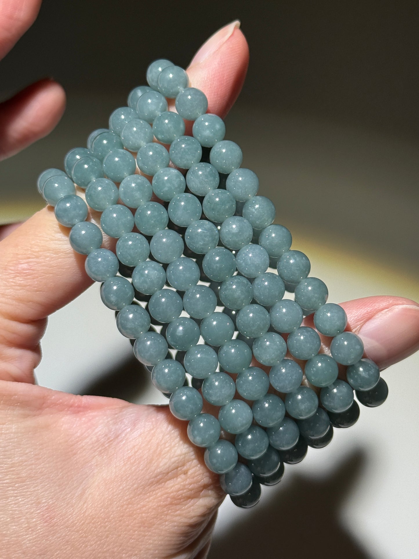 Blue Water Jade Bracelets, 7mm