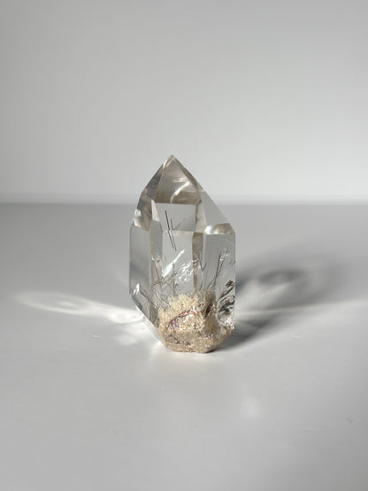 High Quality Water Clear Silver Rutile x White Lodalite Quartz Tower, Brazil