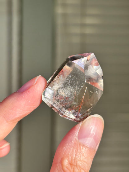 High Quality Pink Lodalite With Red Rutile Tower, Brazil