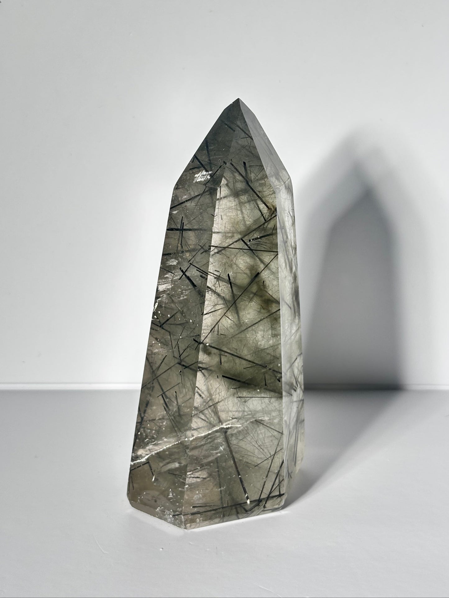High Quality Large Green & Black Tourmaline in Quartz Tower, Brazil