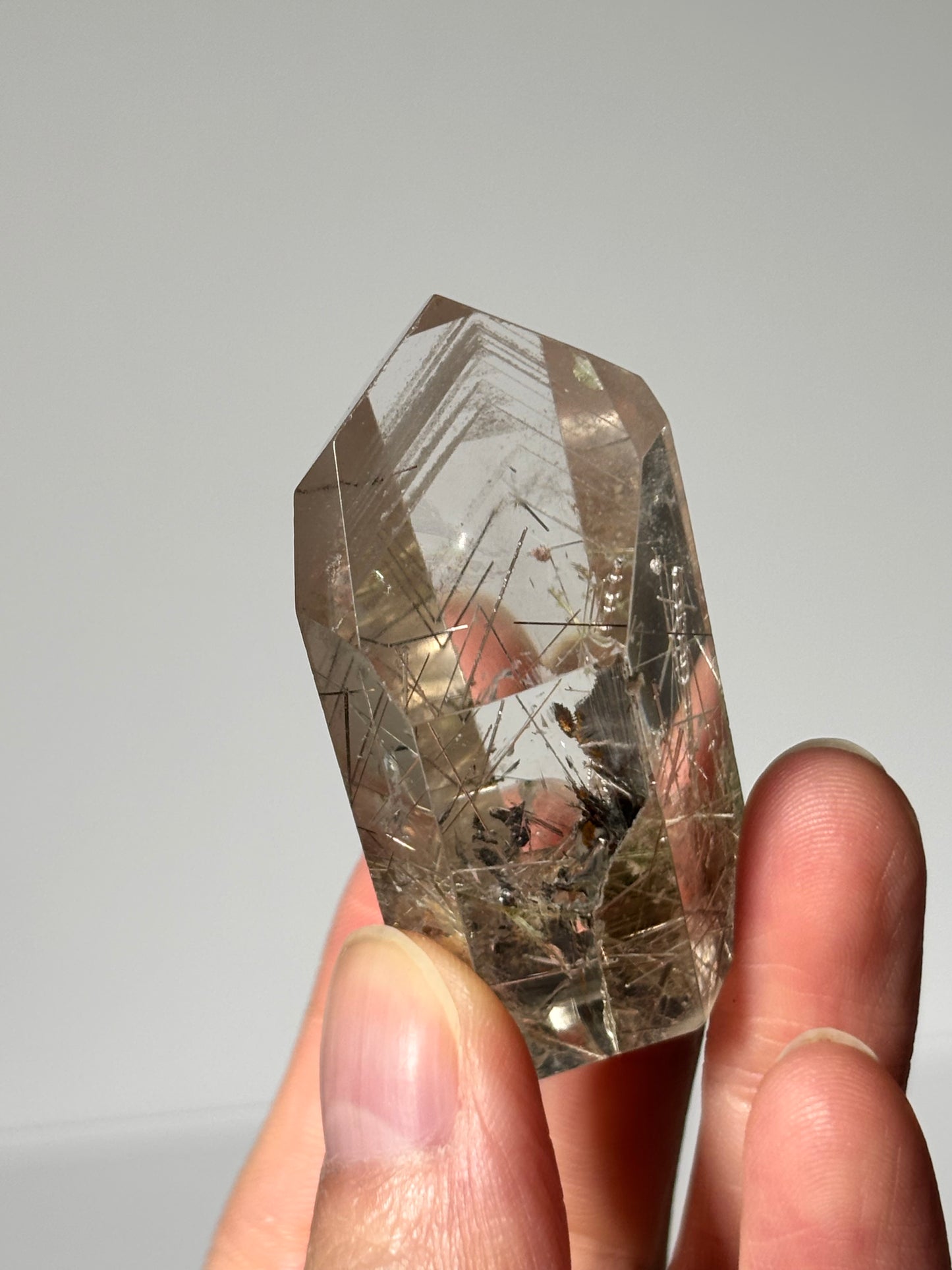 High Quality White Phantom Quartz With Silver Rutile Tower, Brazil