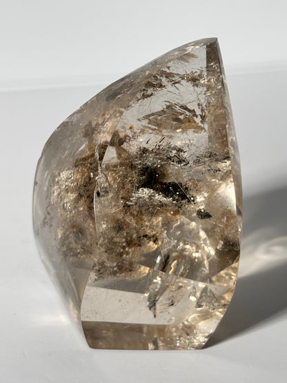 Spooky Black Rutile on Lodalite In Smoky Quartz Flame, Brazil