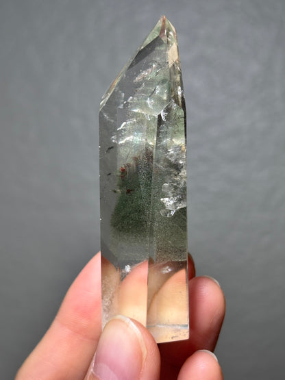 High Quality Large Water Clear Phantom Green Chlorite & Lodalite Tower, Brazil