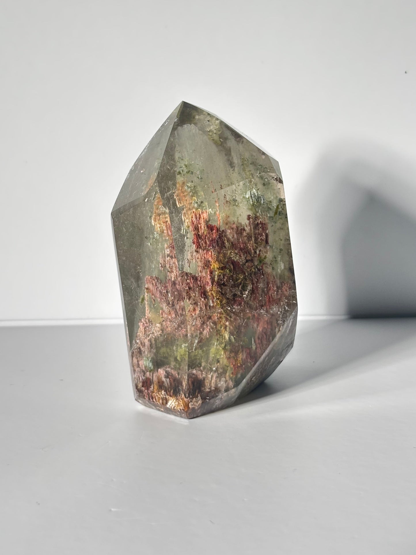 Large Collector’s Grade Bicolor Epidote x Green Amphibole Quartz Tower, Zambia