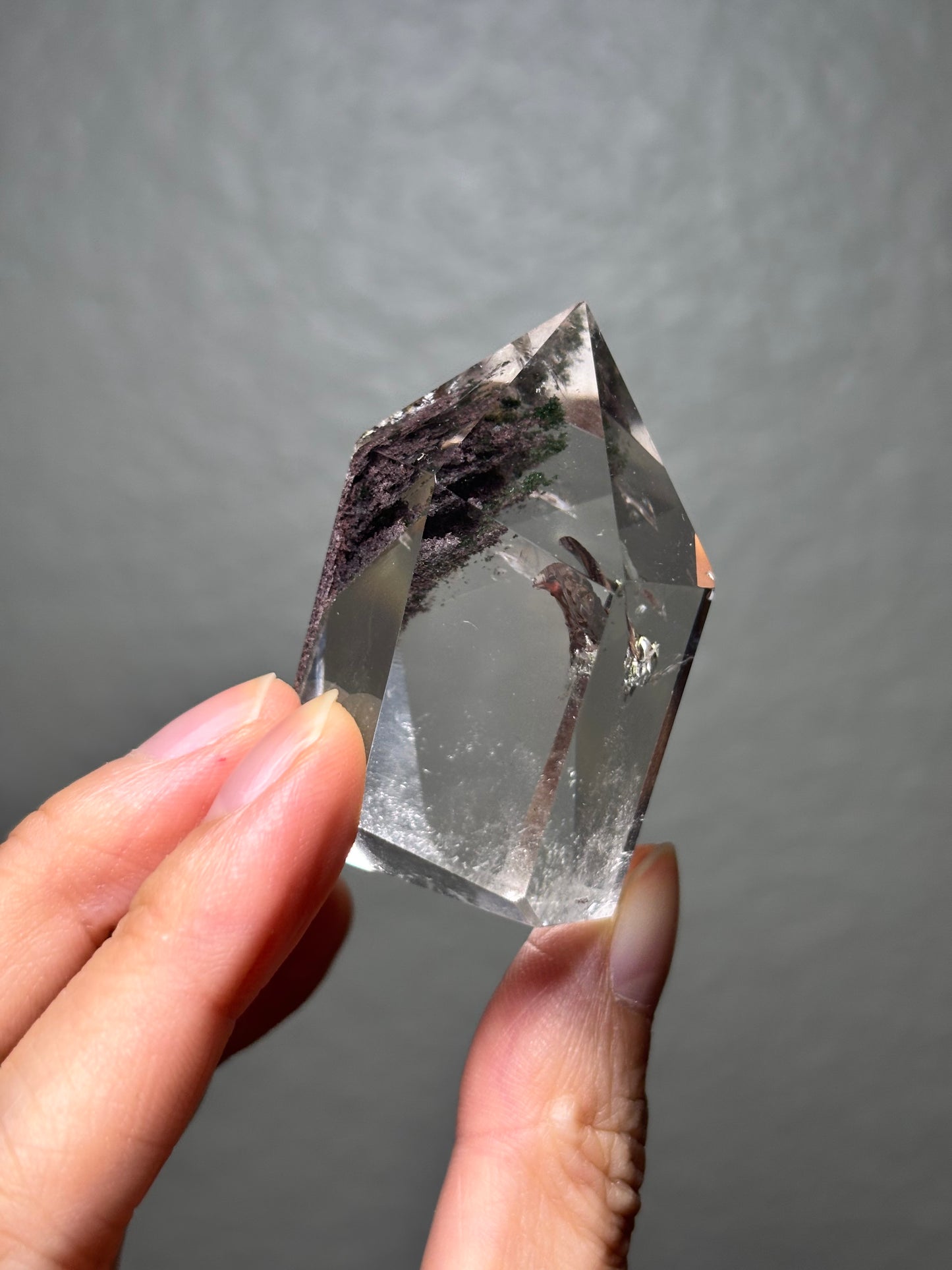 Chunky Water Clear Purple Lodalite Quartz Tower With Rainbow, Brazil