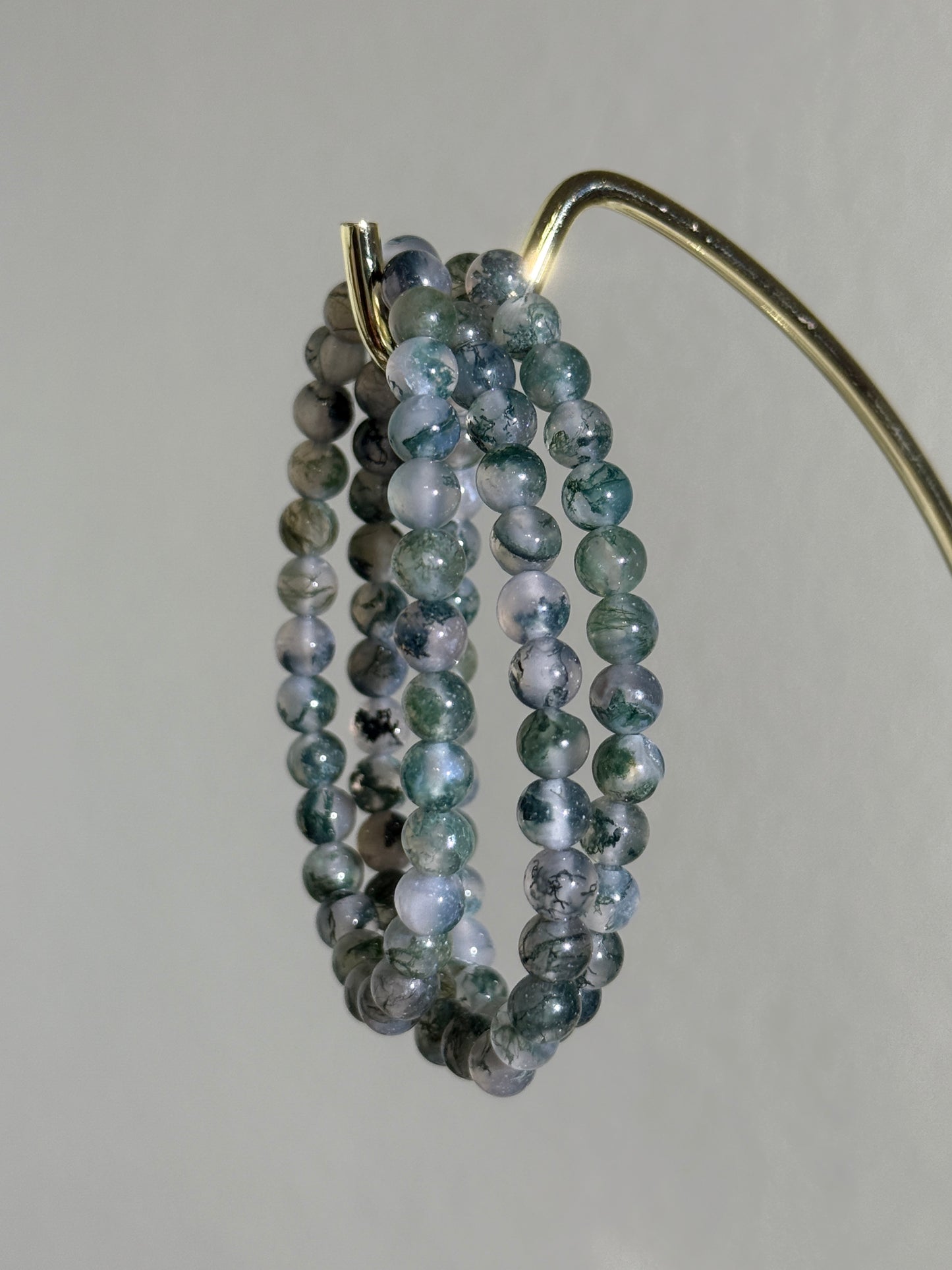 High Quality Translucent Moss Agate Bracelets, 6mm