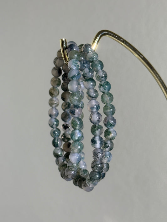 High Quality Translucent Moss Agate Bracelets, 6mm