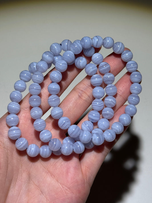 Blue Lace Agate Bracelets, 8mm