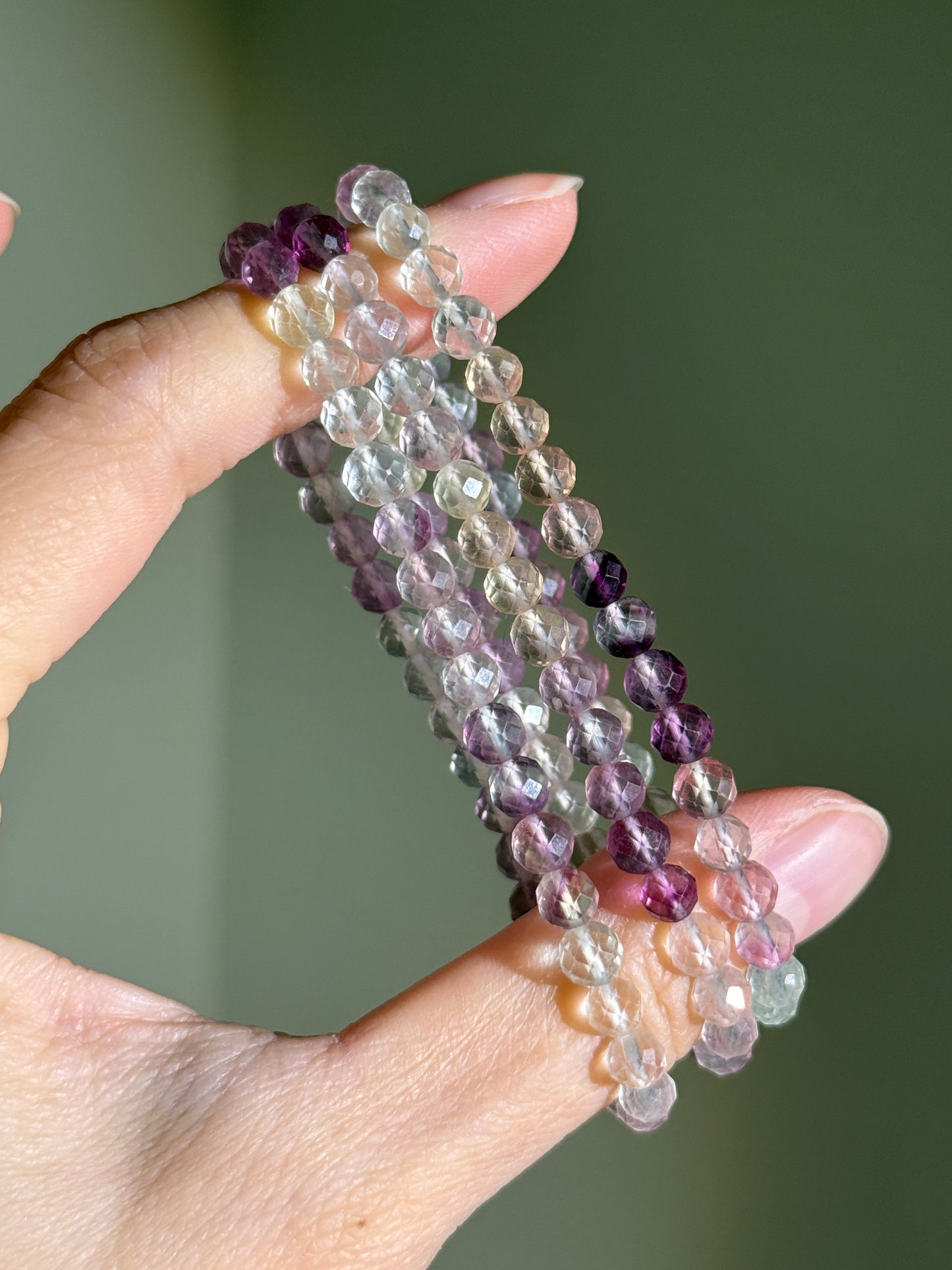 Faceted Fluorite Bracelets, 5mm