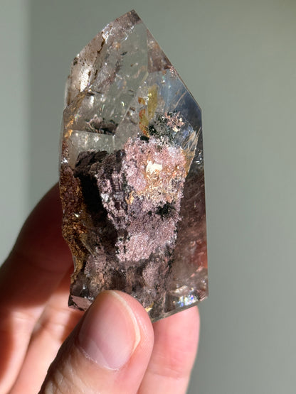 High Quality Large Phantom Pink Garden Quartz Tower, Brazil