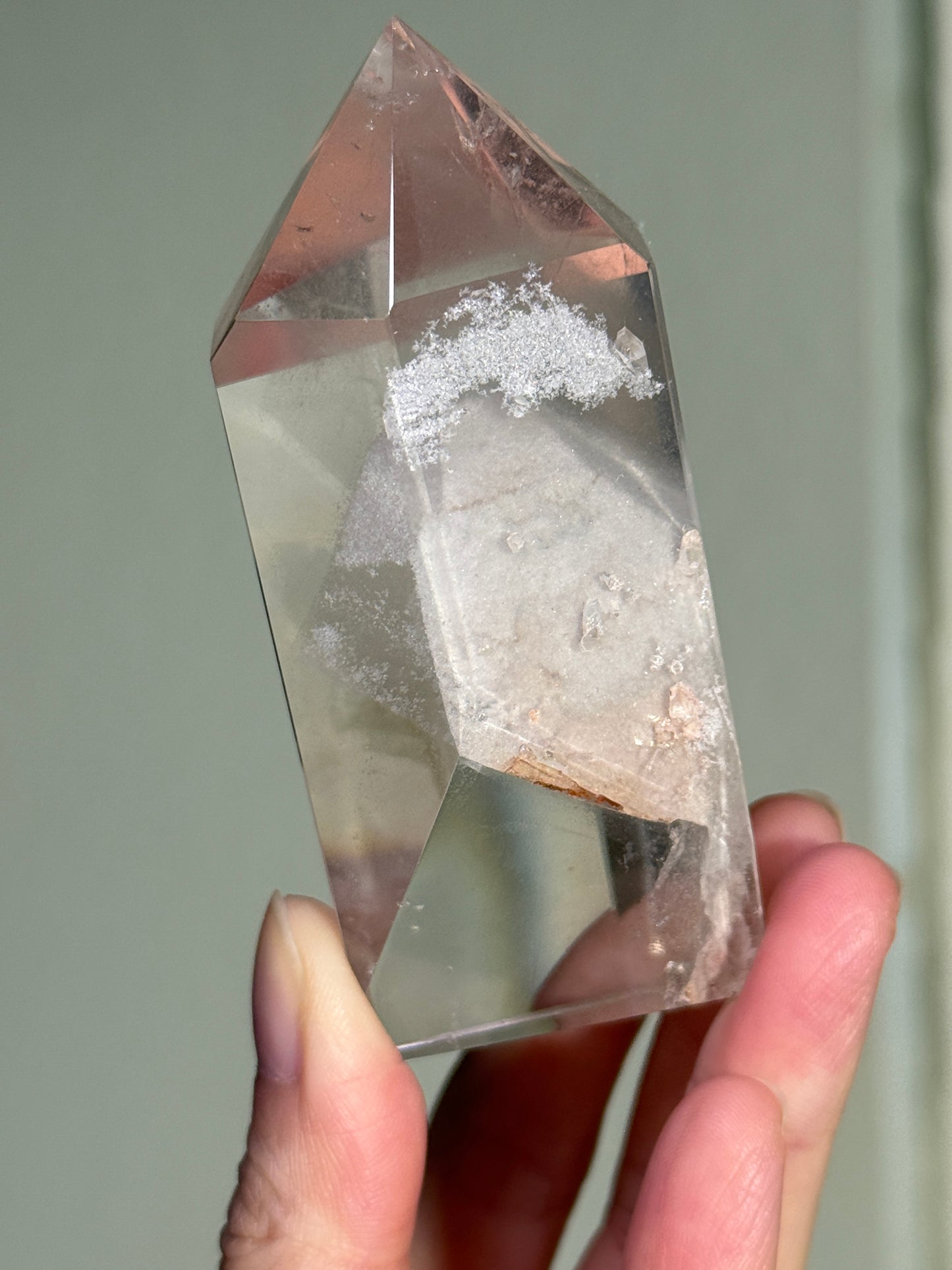 Large Chunky White Phantom Lodalite Tower With Manifestation Quartz, Brazil