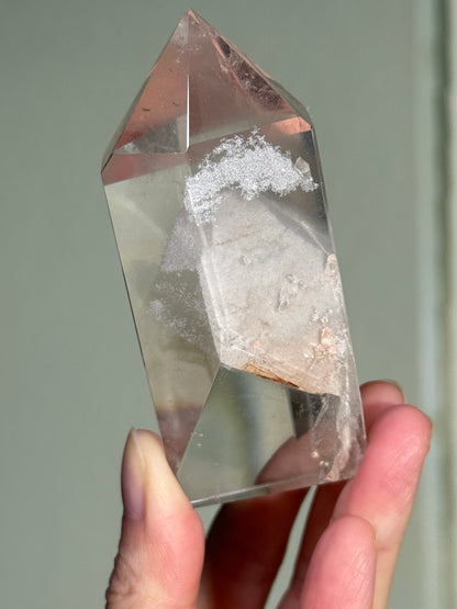 Large Chunky White Phantom Lodalite Tower With Manifestation Quartz, Brazil