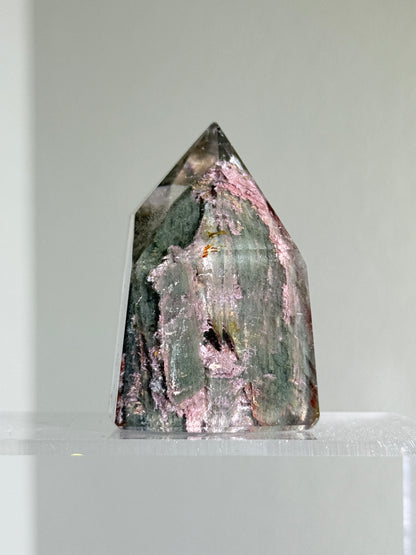 High Quality Mint Green & Pink Garden Quartz Tower, Zambia