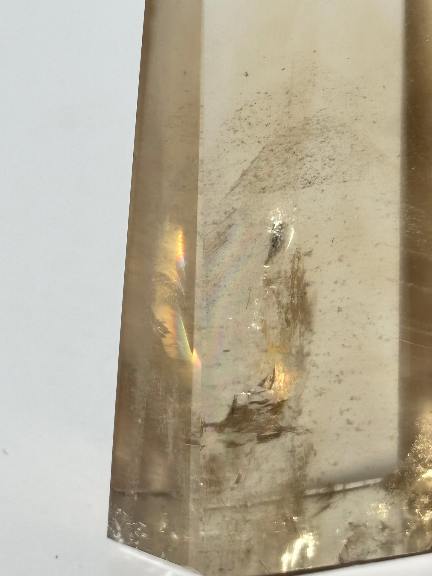 Large Natural Honey Citrine With White Phantom Inclusion Tower, Brazil