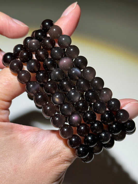 Rainbow Ice Obsidian Bracelets, 8mm