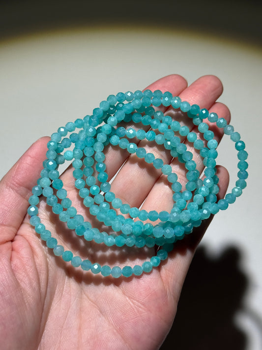 Faceted Amazonite Bracelets, 4.5mm