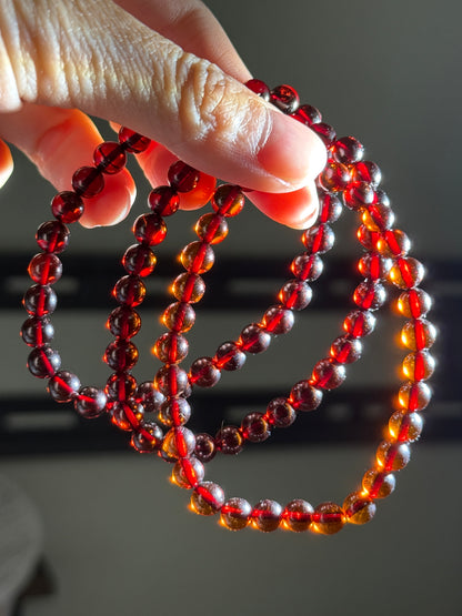 Genuine Blood Amber Bracelets, 6-6.5mm