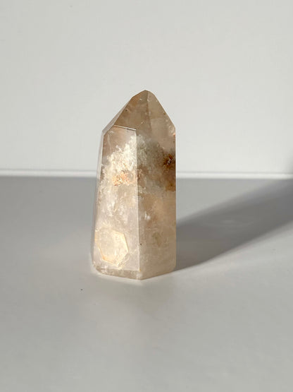 Cream Lodalite Quartz Tower With Penetrator, Brazil