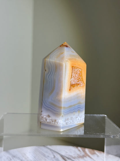 Caramel Golden Druzy Agate Tower, Brazil