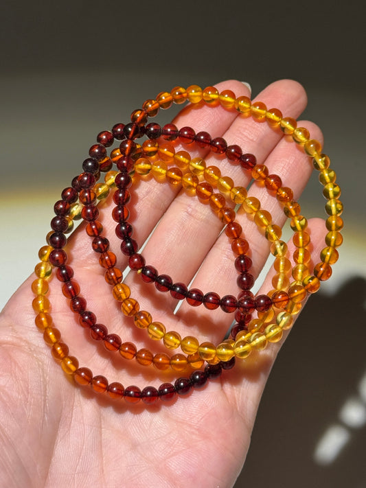 Genuine Gradient Amber Bracelets, 5mm