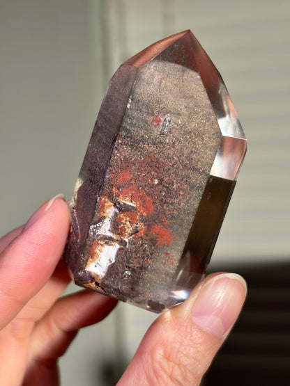 Chunky High Quality Water Clear Phantom Garden Quartz Tower, Brazil