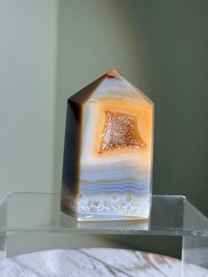 Caramel Golden Druzy Agate Tower, Brazil
