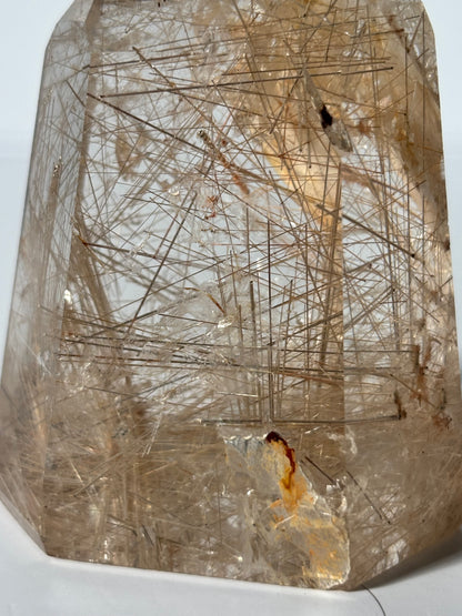 High Quality Chunky Unique Peachy Pink Rutile Quartz Tower, Brazil