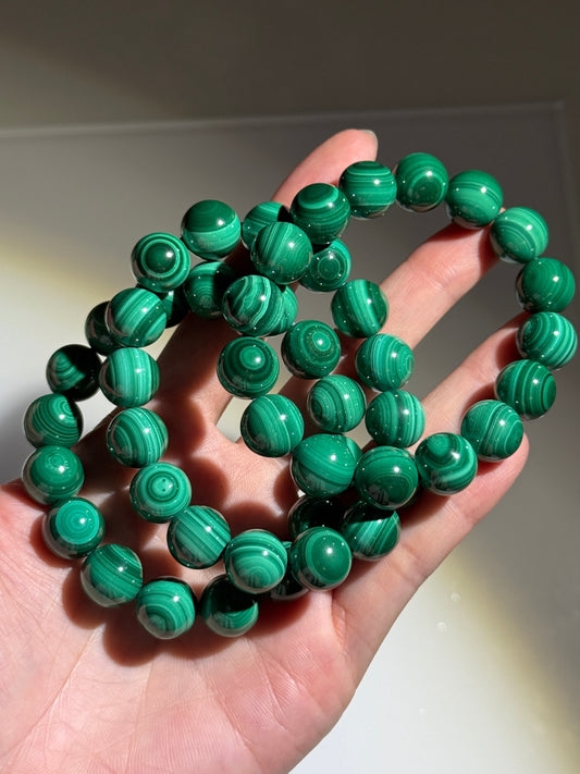 Orbicular Malachite Bracelets, 13mm