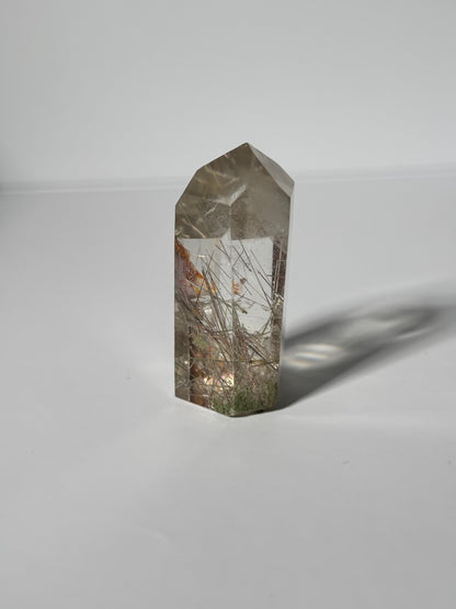 High Quality White Phantom Quartz With Silver Rutile Tower, Brazil