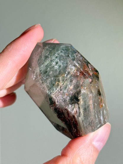 High Quality Water Clear Mint Green & Pink Layered Garden Quartz Tower, Zambia