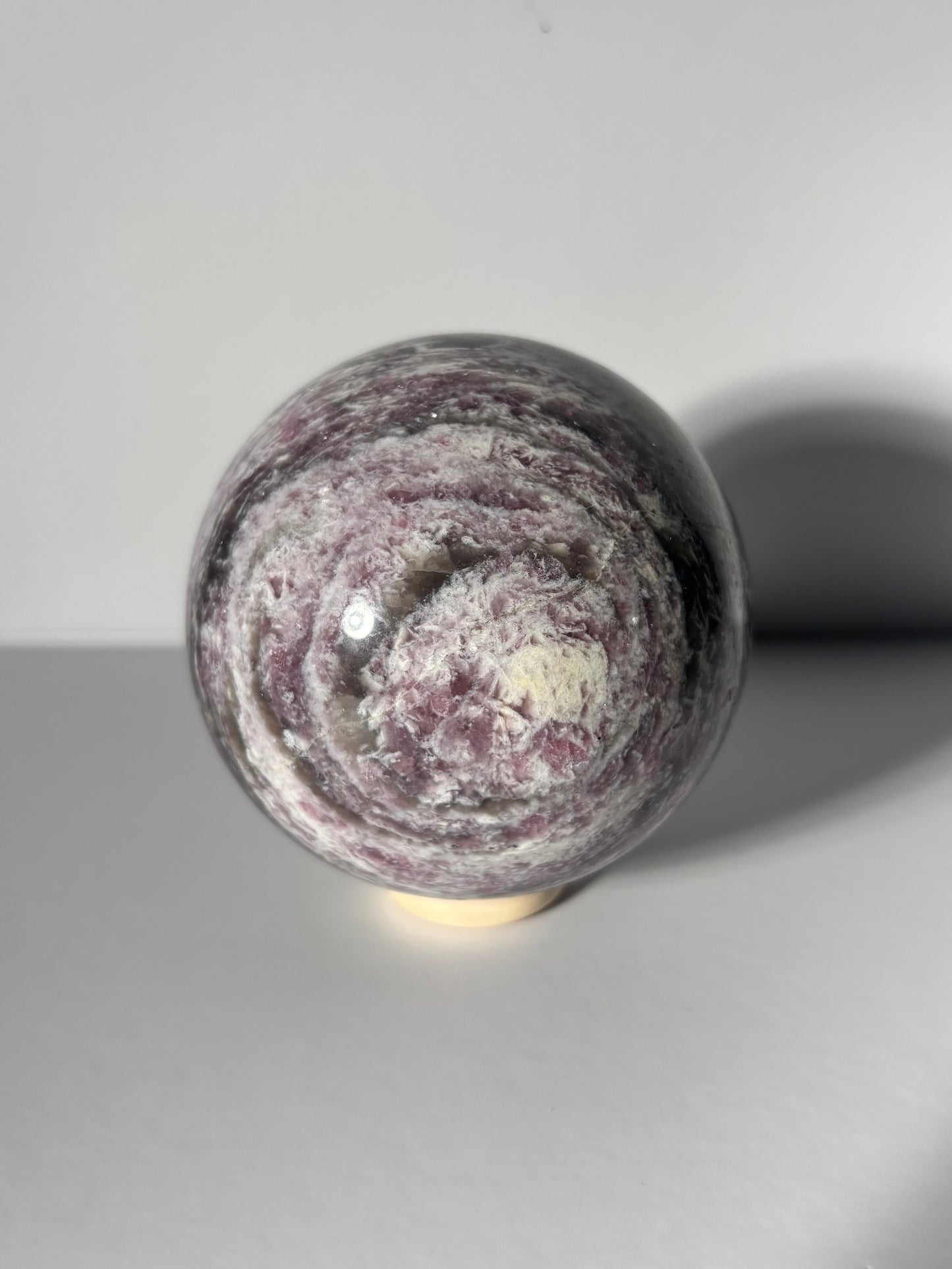 Large Pink Tourmaline x Smoky Quartz x Lepidolite Sphere