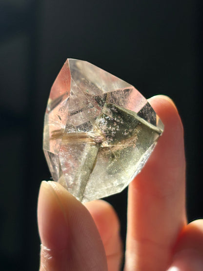 High Quality Golden Starburst Rutile on Green Phantom Chlorite Freeform, Brazil