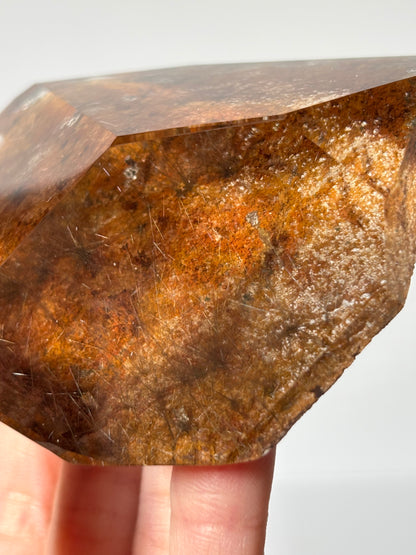 Statement Rare Orange Lodalite With Silver Starburst Rutile Freeform, Brazil