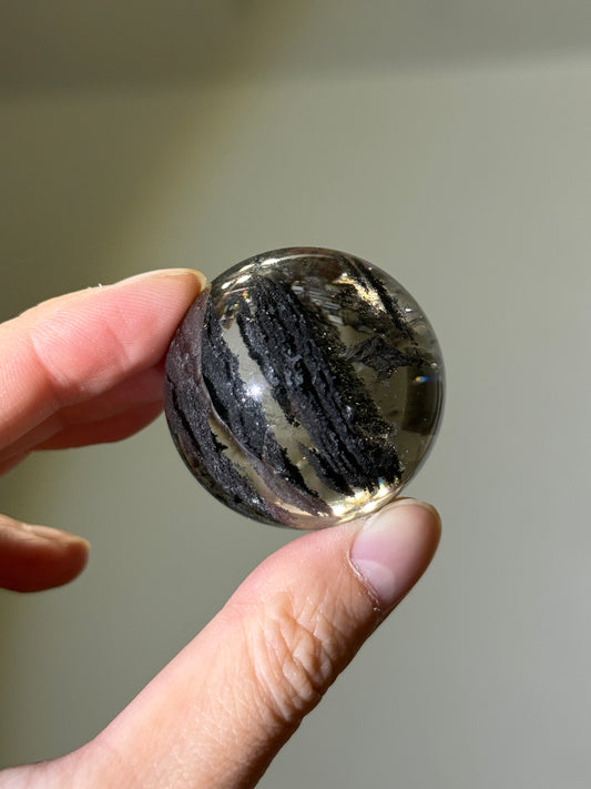 Rare Black Layered Lodalite Sphere, Brazil