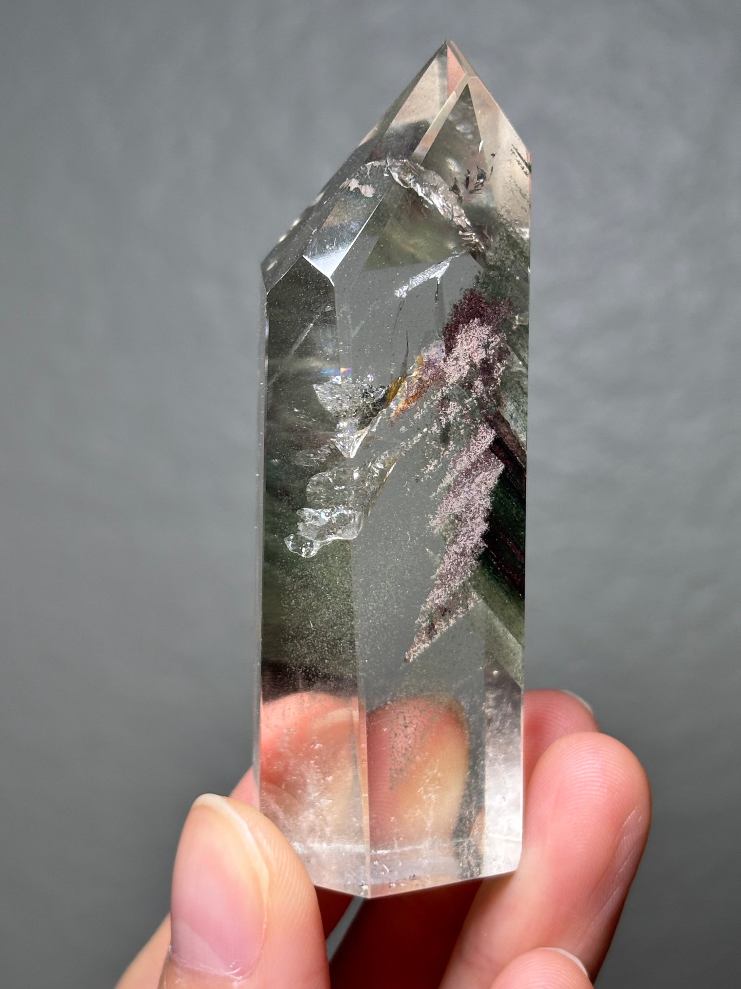 High Quality Large Water Clear Phantom Green Chlorite & Lodalite Tower, Brazil