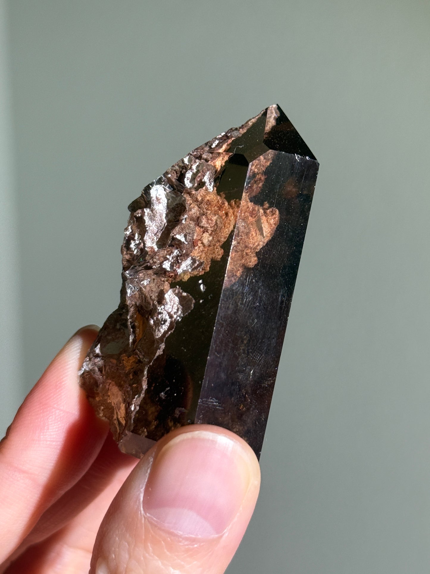 Rare Pink Lodalite in Smoky Quartz Tower, Brazil