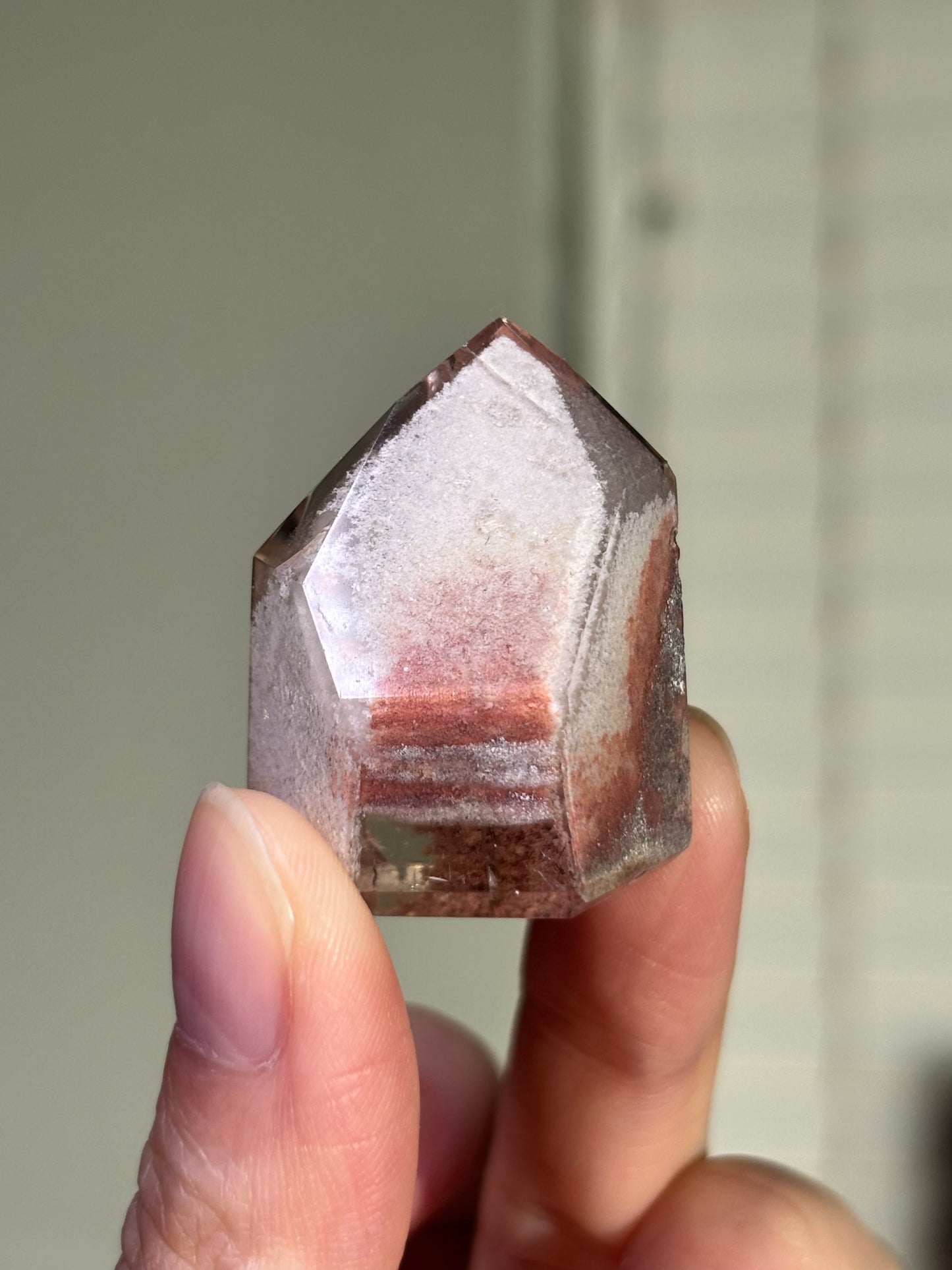 High Quality Pink White Phantom Lodalite Quartz Tower, Brazil