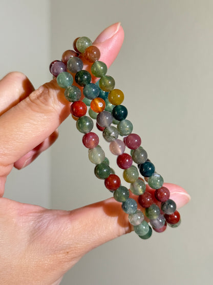 Colorful Moss Agate Bracelets, 7mm