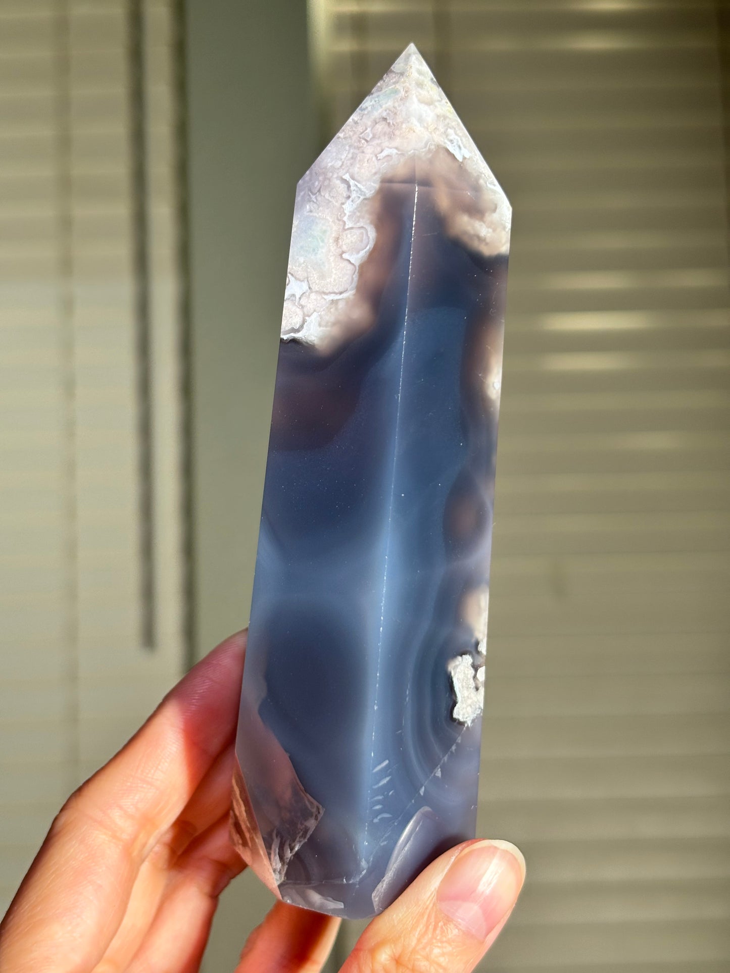 Statement Large Chunky Rare Black & Green Flower Agate Tower, Madagascar