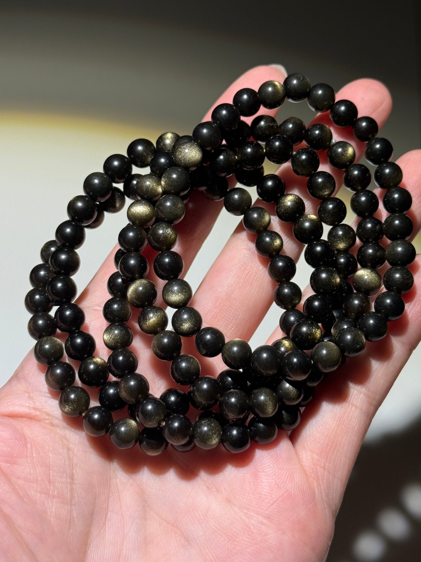 High Quality Golden Obsidian Bracelets, 6.5mm
