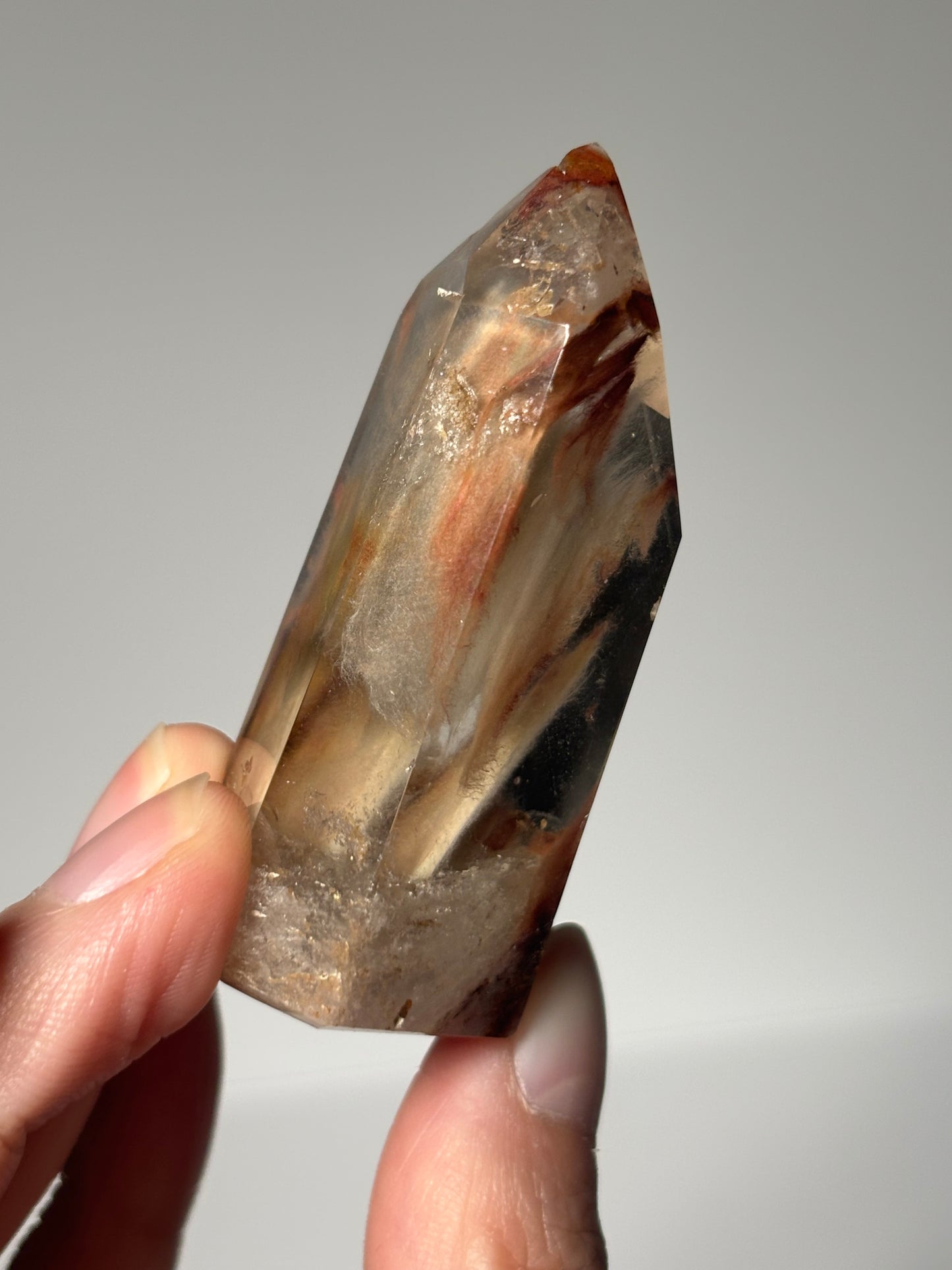 High Quality Water Clear Peachy Amphibole Quartz Tower, Brazil