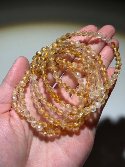 Faceted Natural Honey Citrine Bracelets, 5mm