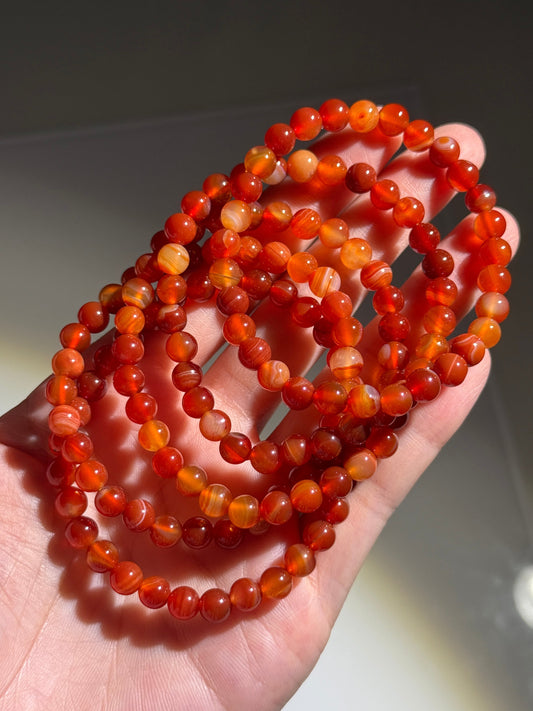 Carnelian Agate Bracelets, 6.5mm