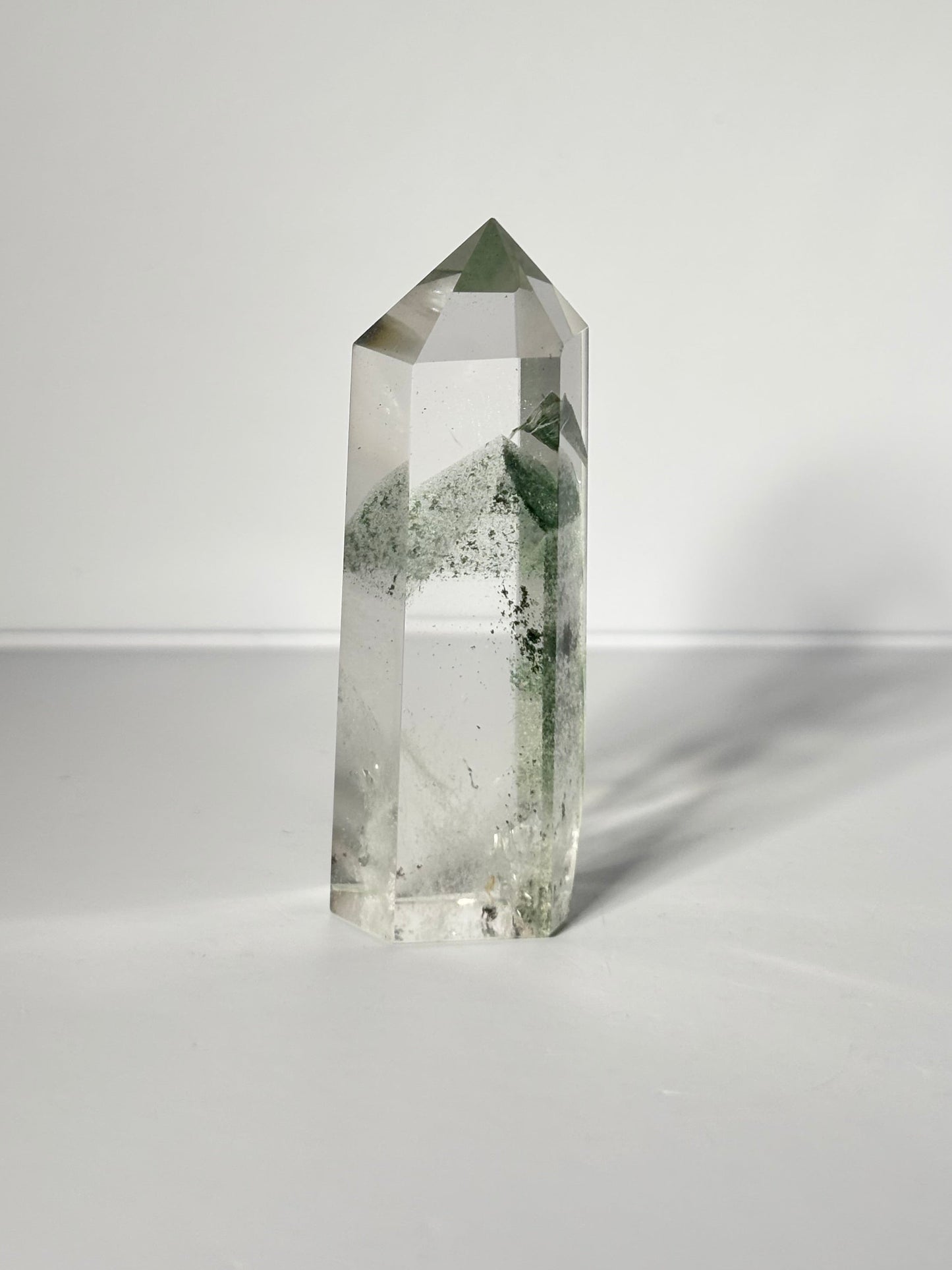 High Quality Water Clear Green Phantom Chlorite Tower, Brazil
