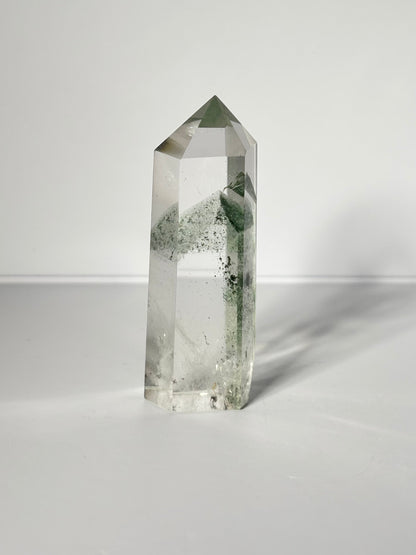 High Quality Water Clear Green Phantom Chlorite Tower, Brazil