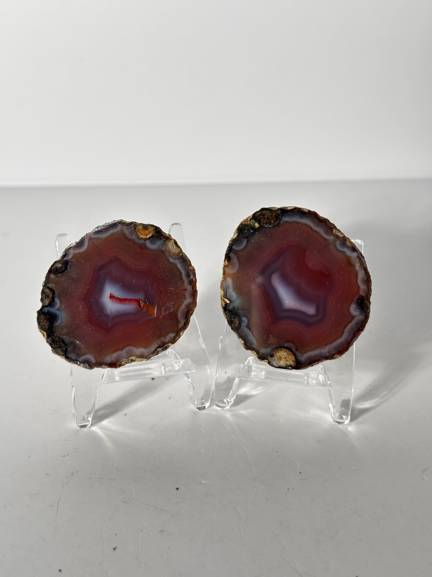 High Quality Saturated Pink Zhanguo Agate Pair, China