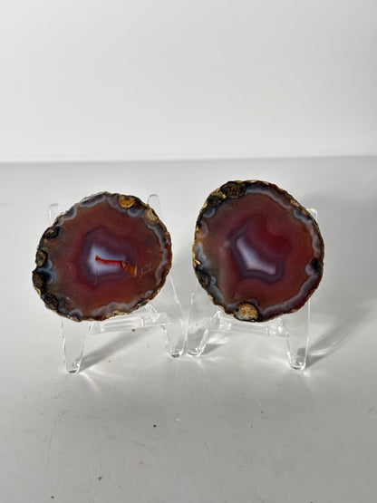 High Quality Saturated Pink Zhanguo Agate Pair, China